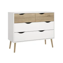 Ladekast Oslo Wit/Naturel 4-lades - Giga Living