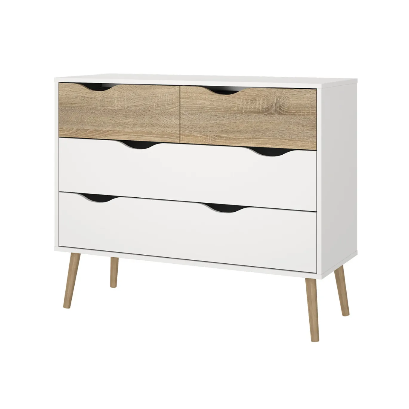 Ladekast Oslo Wit/Naturel 4-lades - Giga Living