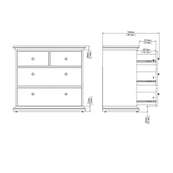 Ladekast Paris Wit 4-lades - Giga Living