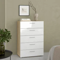 Ladekast Pepe Naturel/Wit Hoogglans - Giga Living