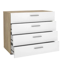 Ladekast Pepe Naturel/Wit Hoogglans 4-lades 80cm - Giga Living