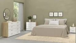 Ladekast Pepe Naturel/Wit Hoogglans 4-lades 80cm - Giga Living