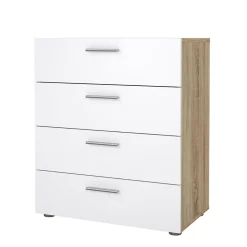 Ladekast Pepe Naturel/Wit Hoogglans 4-lades 70cm - Giga Living