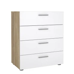 Ladekast Pepe Naturel/Wit Hoogglans 4-lades 70cm - Giga Living