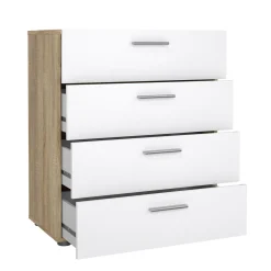 Ladekast Pepe Naturel/Wit Hoogglans 4-lades 70cm - Giga Living