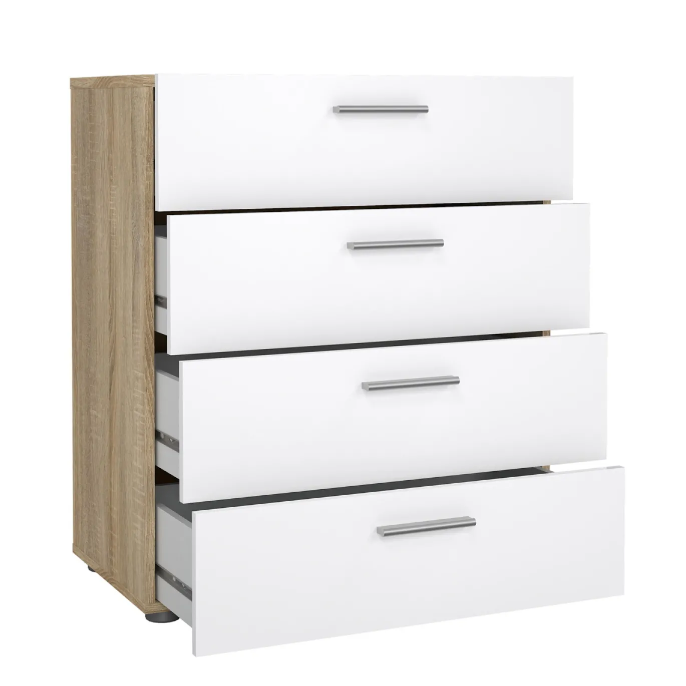 Ladekast Pepe Naturel/Wit Hoogglans 4-lades 70cm - Giga Living