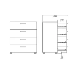 Ladekast Pepe Wit 4-lades 70cm - Giga Living