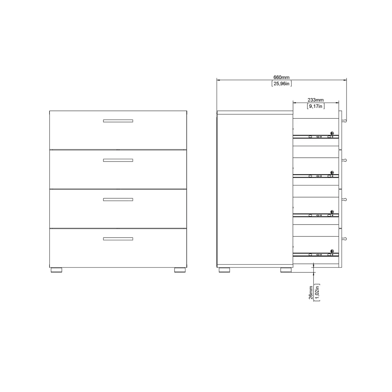 Ladekast Pepe Wit 4-lades 70cm - Giga Living