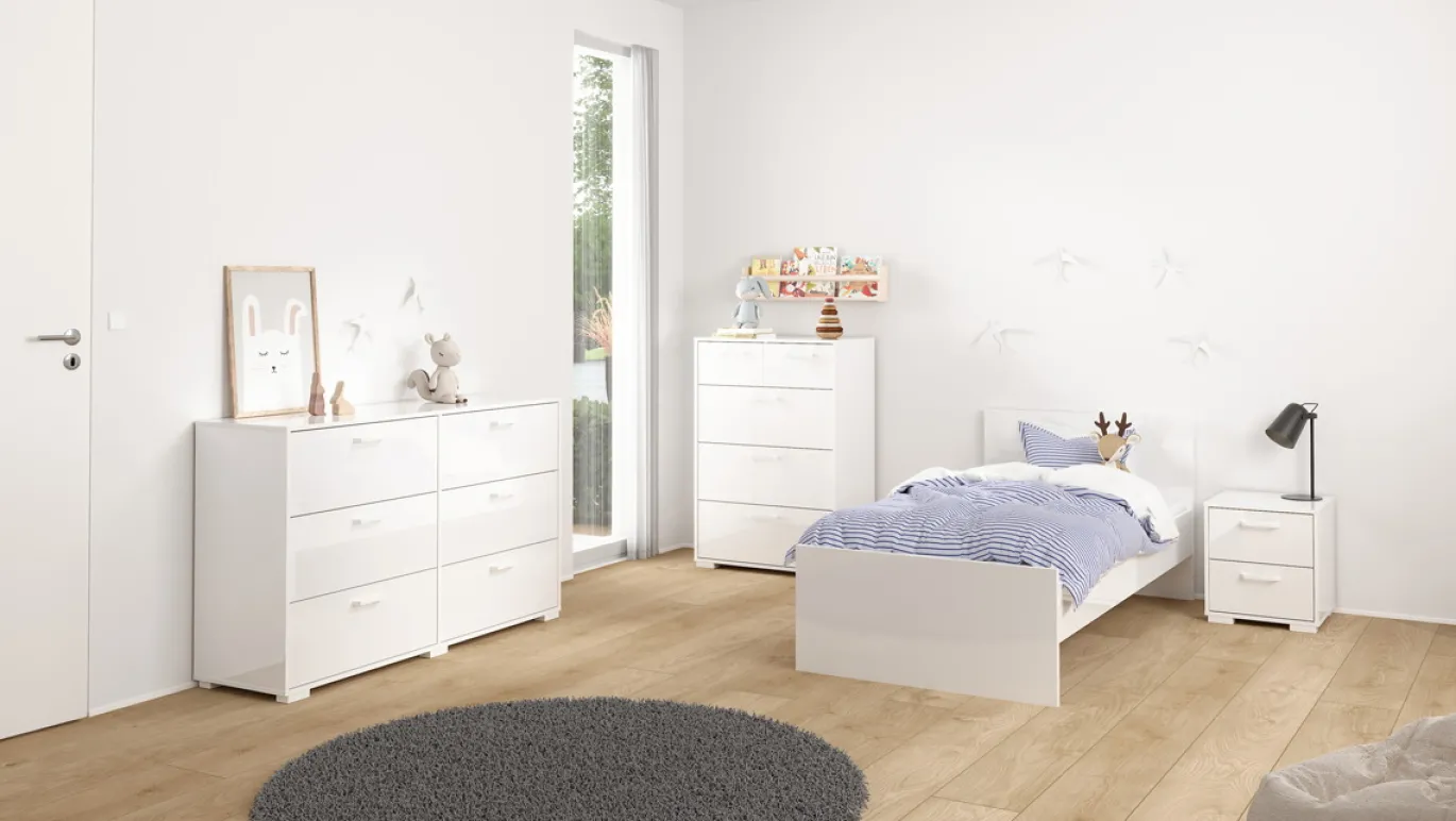 Ladekast Sofia Wit Hoogglans 3-lades 102cm - Giga Living
