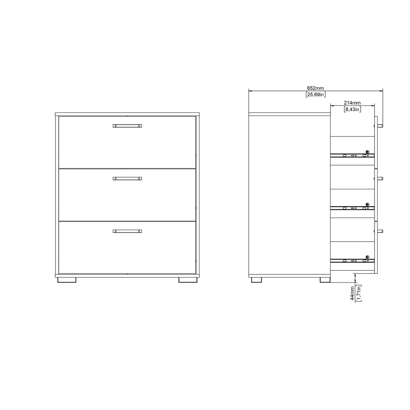 Ladekast Sofia Wit Hoogglans 3-lades 82cm - Giga Living