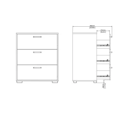 Ladekast Sofia Wit 3-lades 82cm - Giga Living
