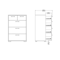 Ladekast Sofia Wit 3-lades 102cm - Giga Living