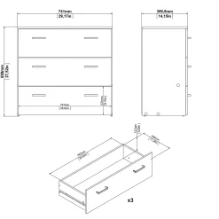 Ladekast Space Wit 3-lades - Giga Living