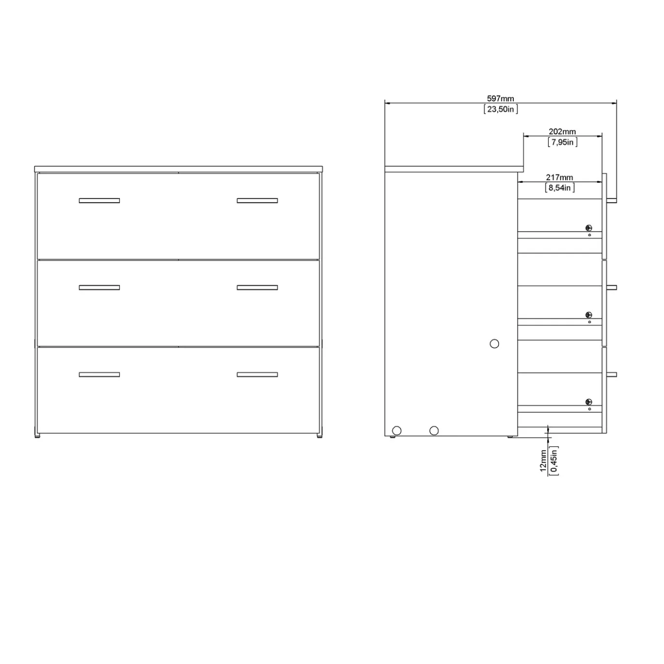 Ladekast Space Wit 3-lades - Giga Living