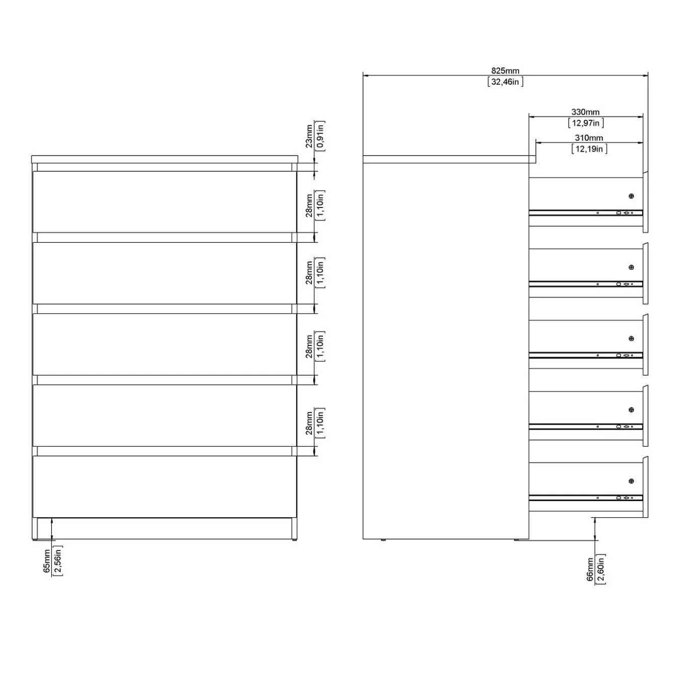 Ladekast Ylva 5 lades Hickory - Giga Living