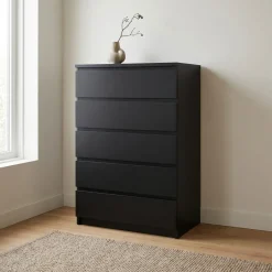 Ladekast Ylva 5 lades Matzwart - Giga Living