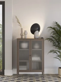 Lage Kast Layna 2d 70cm Mokka Glas - Giga Meubel