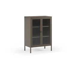 Lage Kast Layna 2d 70cm Mokka Glas - Giga Meubel
