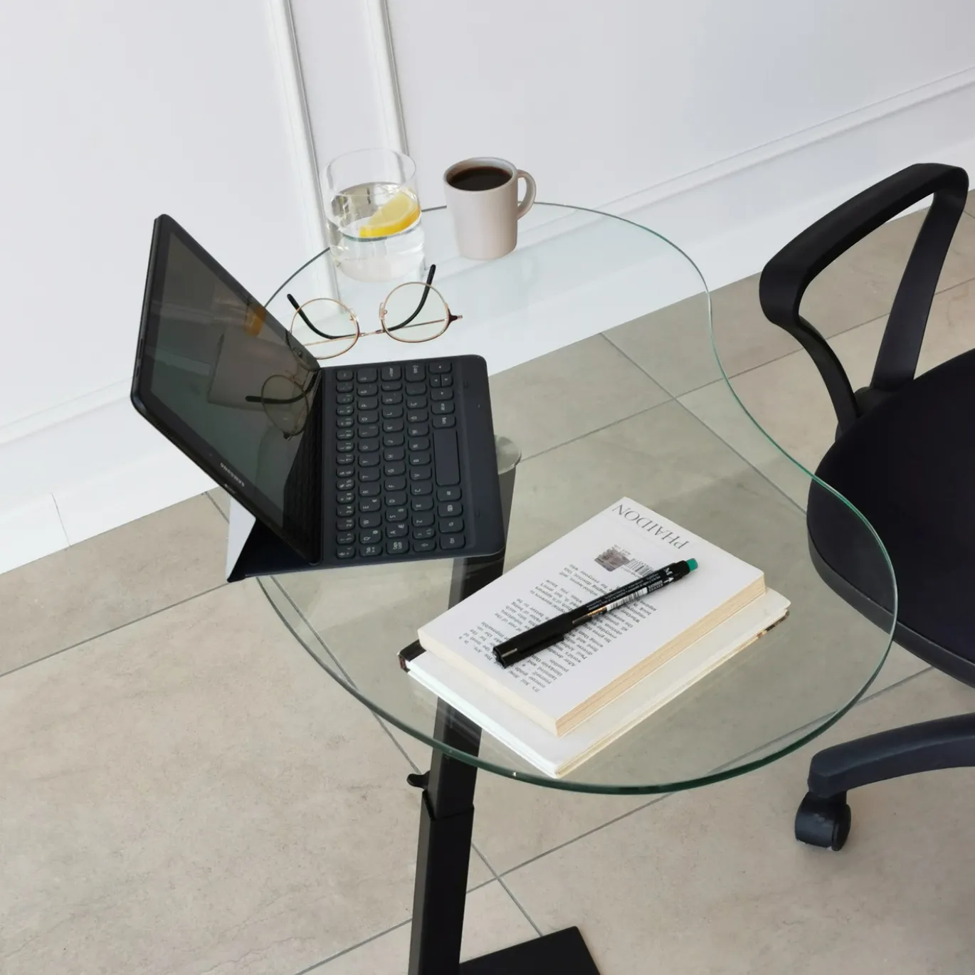 Laptoptafel Fagioli Glas/Zwart Organisch