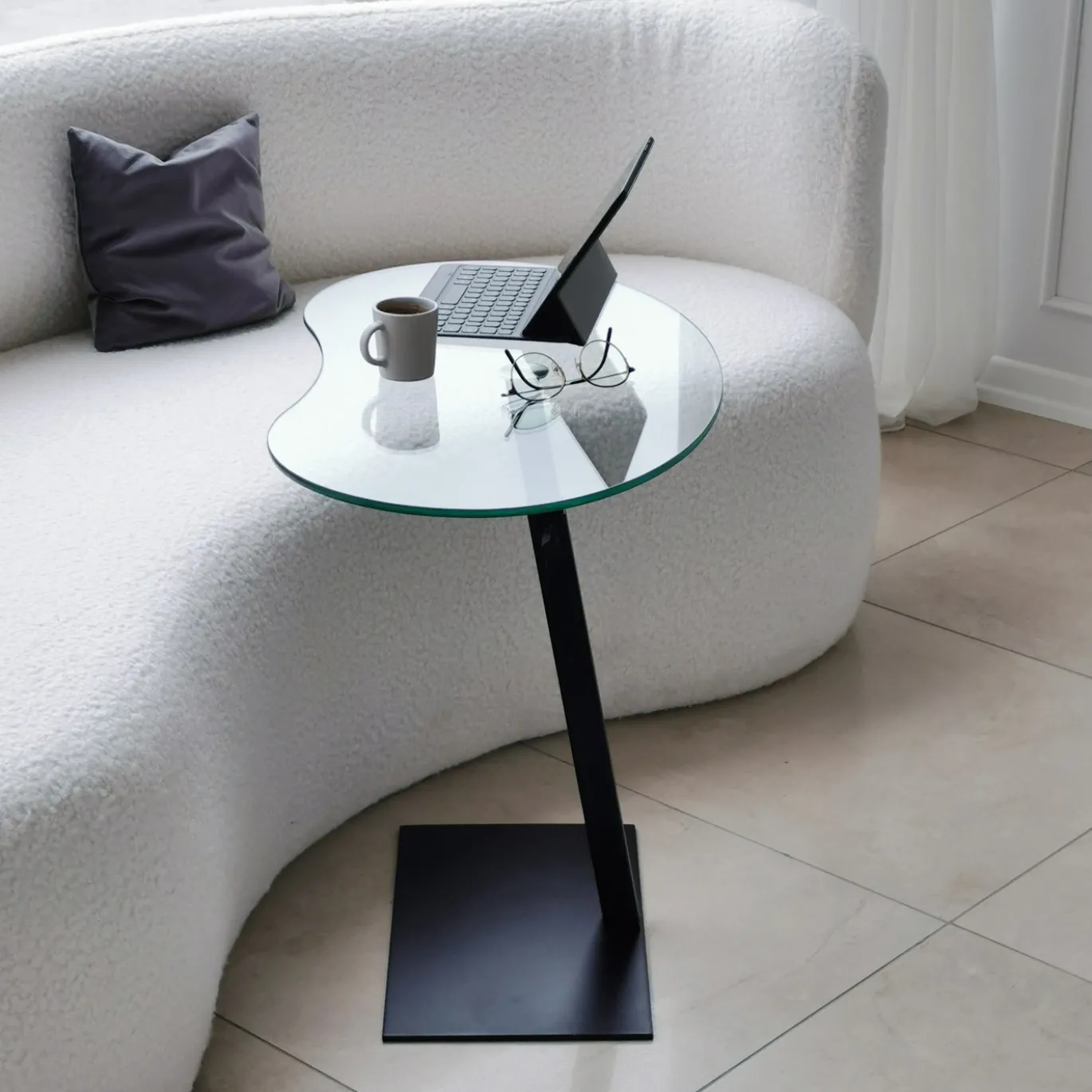 Laptoptafel Fagioli Glas/Zwart Organisch