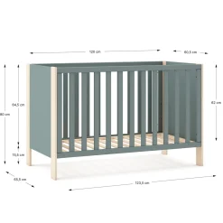 Ledikant Esteban 120x60 Khaki Groen/wit Wax - Giga Meubel