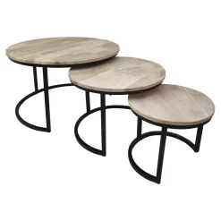 Lesli Living Houten Bijzettafeltje Jayden, Set van 3