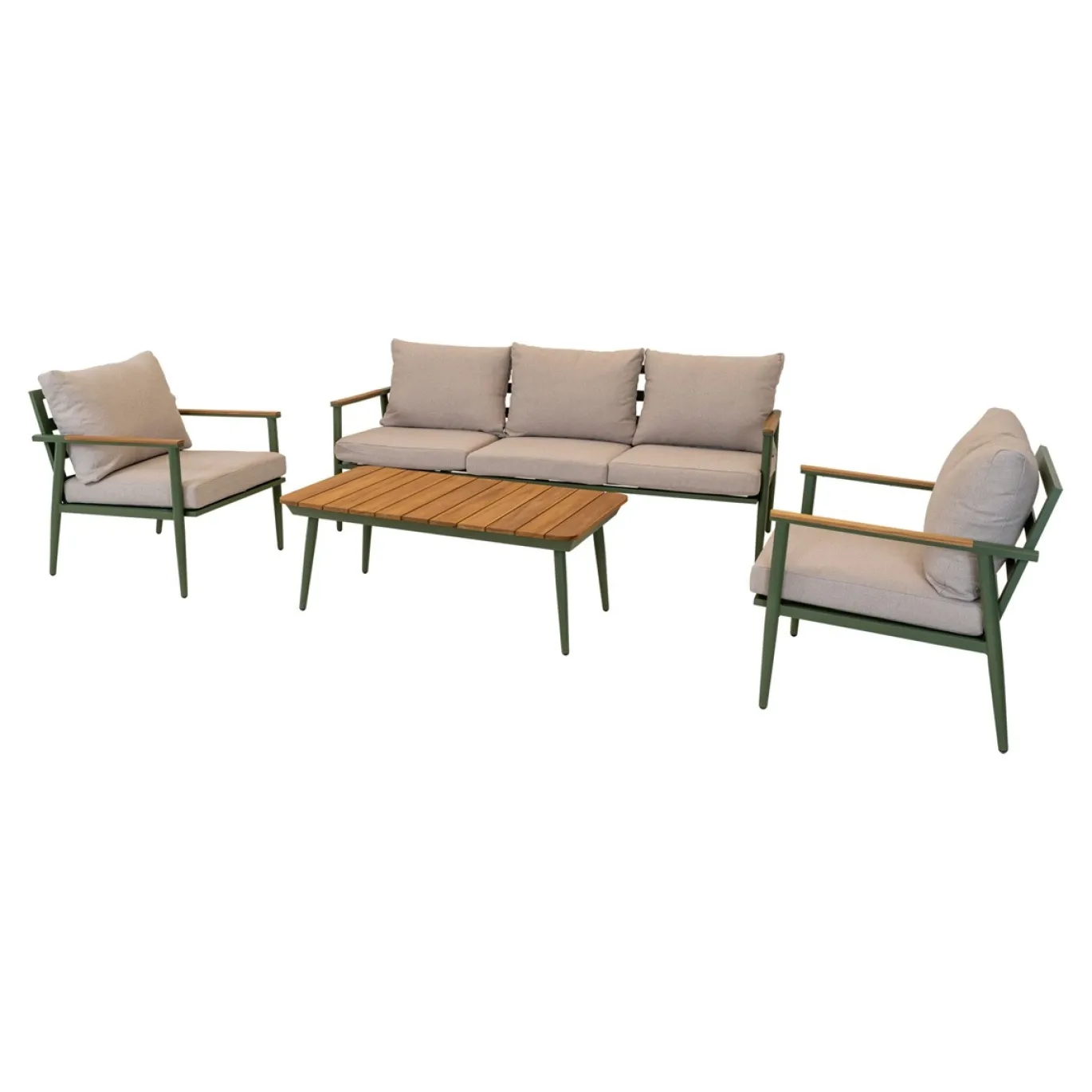 Lesli Living Loungeset Riga Naturel/Groen Set van 4