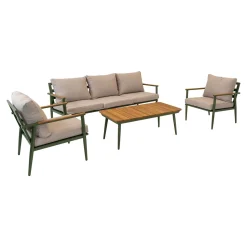 Lesli Living Loungeset Riga Naturel/Groen Set van 4