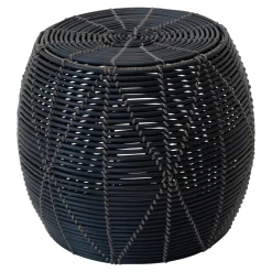 Lesli Living Poef Birma Wicker Zwart Ø46x40cm