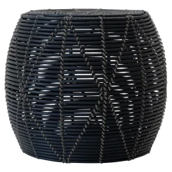 Lesli Living Poef Birma Wicker Zwart Ø46x40cm