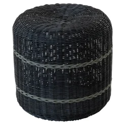 Lesli Living Poef Saigon Wicker Zwart Ø41x40cm
