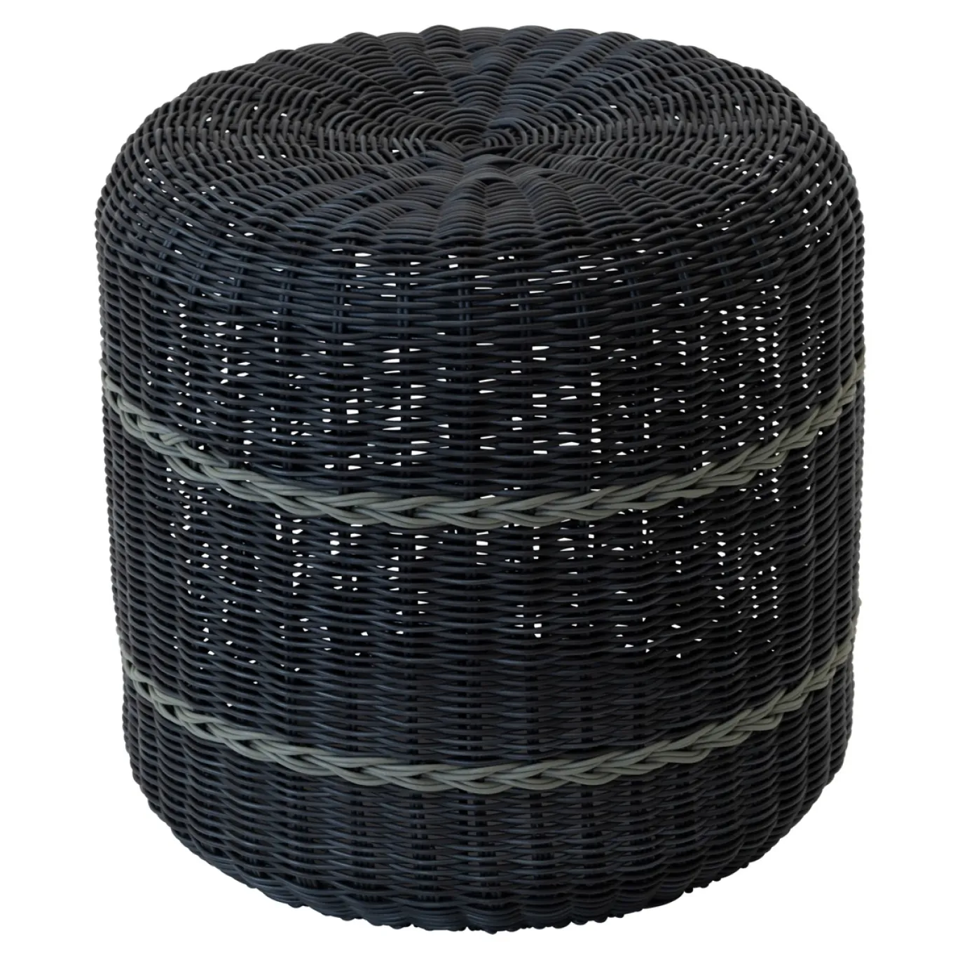 Lesli Living Poef Saigon Wicker Zwart Ø41x40cm