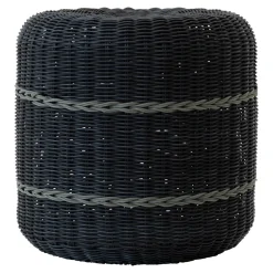 Lesli Living Poef Saigon Wicker Zwart Ø41x40cm
