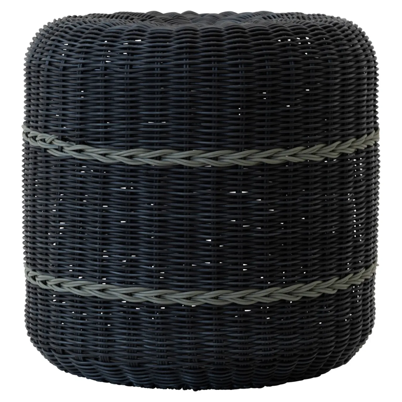 Lesli Living Poef Saigon Wicker Zwart Ø41x40cm