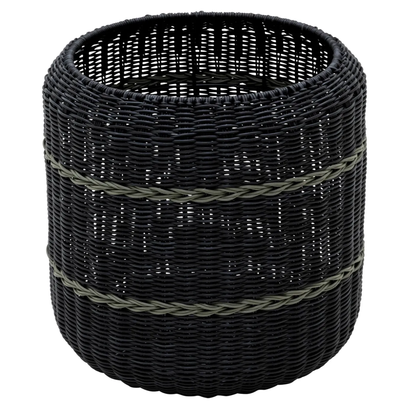 Lesli Living Poef Saigon Wicker Zwart Ø41x40cm