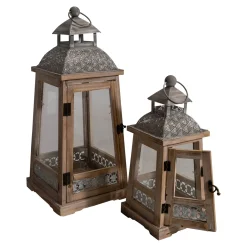 Lesli Living Windlicht Letland Hout, S/2