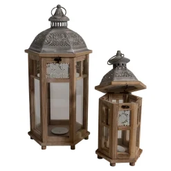 Lesli Living Windlicht Litouwen Hout, S/2