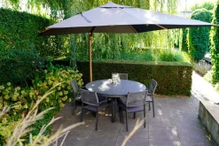 Lesli Living Zweefparasol Virgoflex Houtlook Grijs Ø3,5Mtr