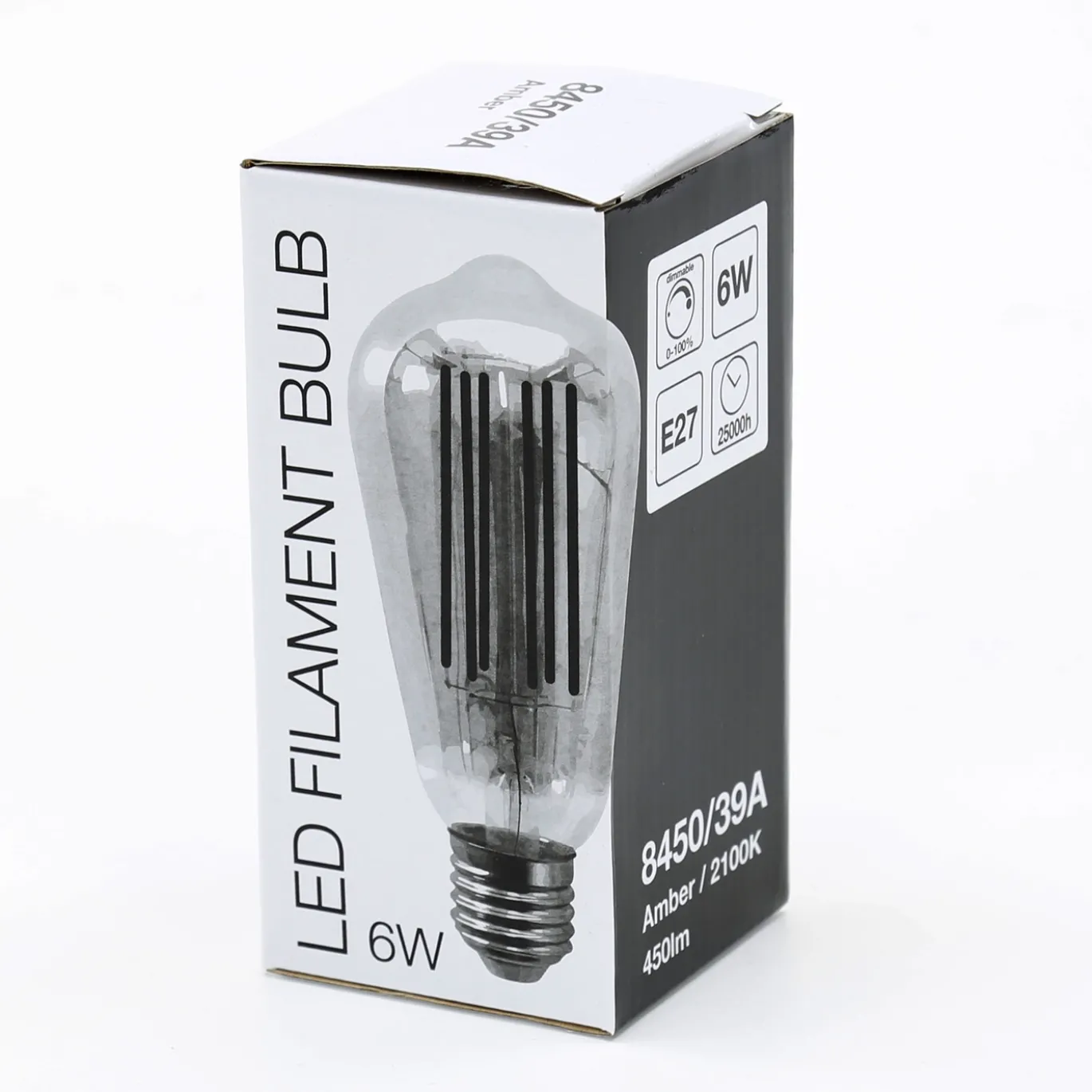 Lichtbron LED filament druppel - E27 6W 2100K 450lm dimbaar / Amberkleurig glas - Giga Meubel