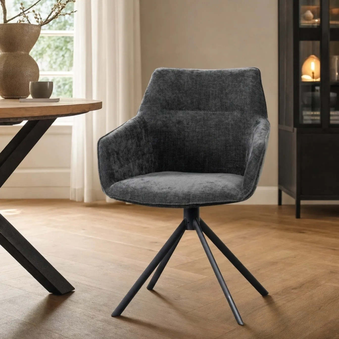 Lifestyle Eetkamerstoel Johnson Draaibaar Crown Antraciet