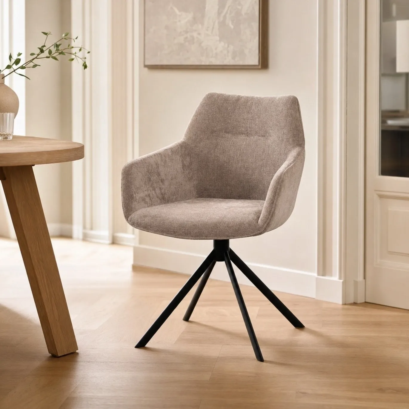 Lifestyle Eetkamerstoel Johnson Draaibaar Crown Taupe
