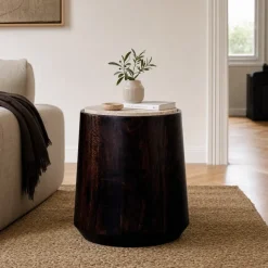 Lifestyle Salontafel Iowa Travertin/Walnoot Ø45cm