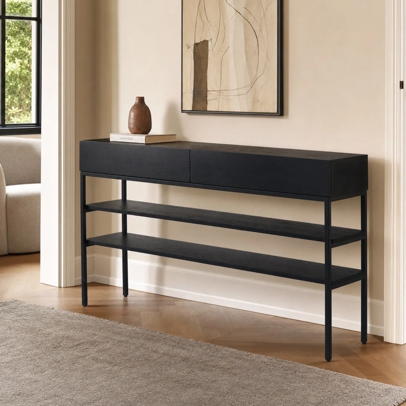 Lifestyle Sidetable Dawson Zwart 145x78cm