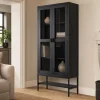 Lifestyle Vitrinekast Dawson Zwart Glas 201cm