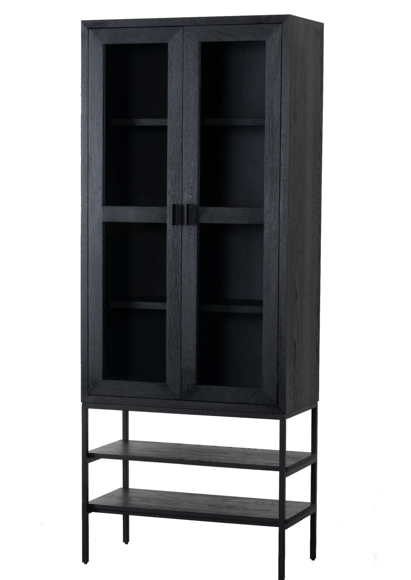 Lifestyle Vitrinekast Dawson Zwart Glas 201cm
