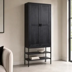 Lifestyle Vitrinekast Dawson Zwart 201cm