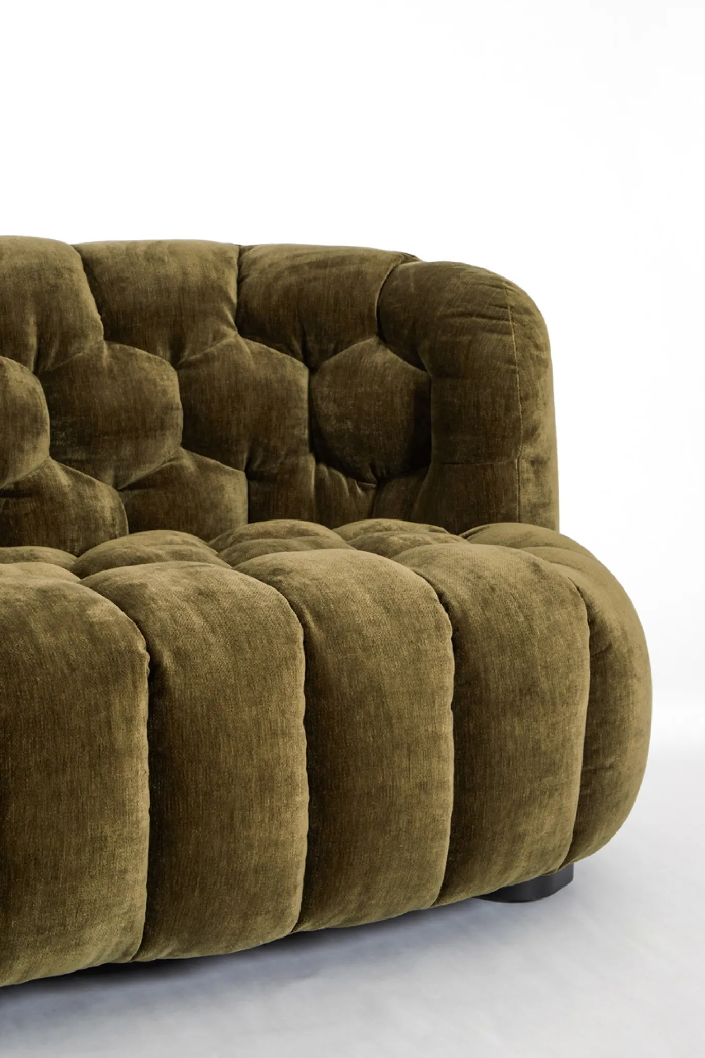 Light & Living Bank Amara Velvet Olijfgroen