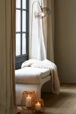 Light & Living Bankje Nafya Bouclé Crème 119cm