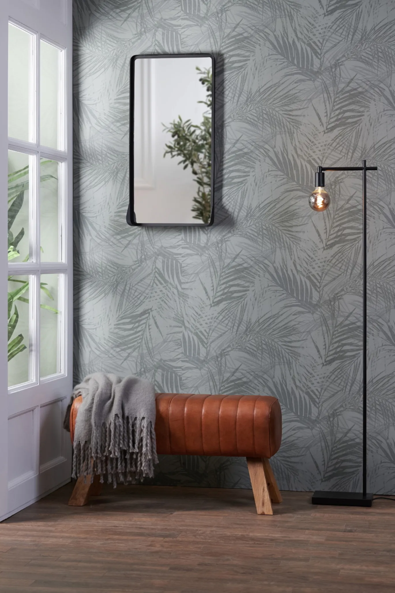 Light & Living Bankje Ramy Leer Bruin 90cm