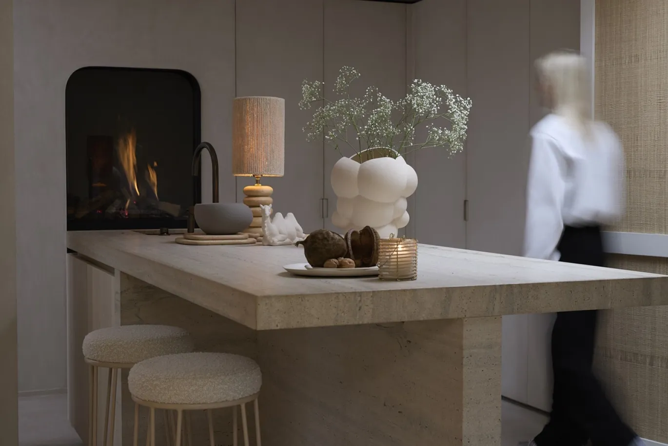 Light & Living Barkruk Alice Bouclé Crème